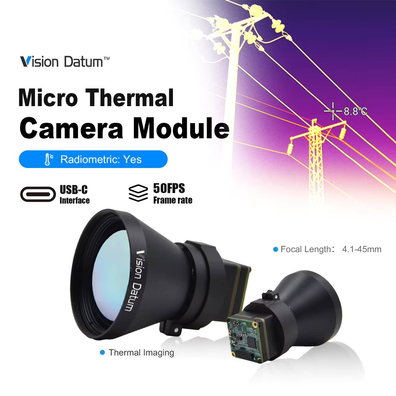 Thermal Imager Drone Gimbal - 1280X1024 LWIR 12Um Não Refrigerado El